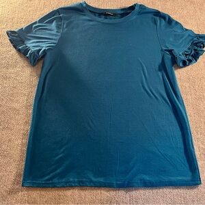 Blue Ruffle Sleeve Women's Top